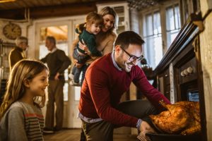 man-takes-turkey-out-of-oven